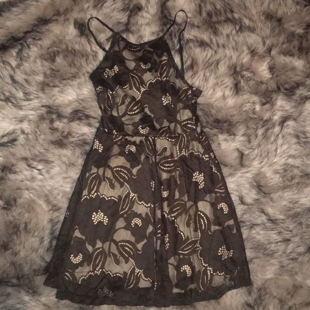 Chocolate olive green and nude dress